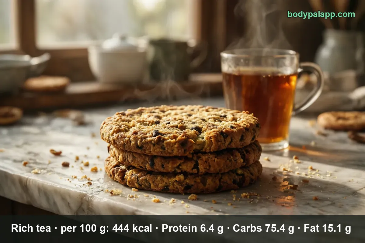 Rich tea biscuits on a plate - 38 calories per biscuit