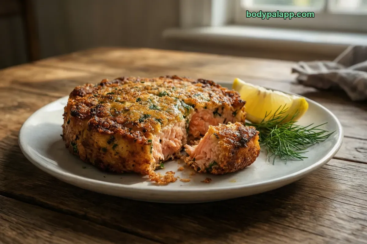 Salmon cake, cooked