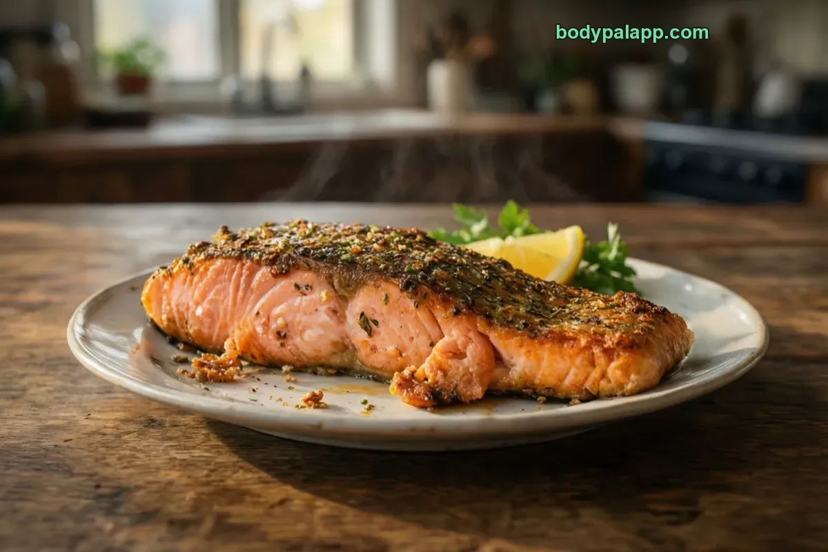 Baked salmon fillet, farmed Atlantic, baked