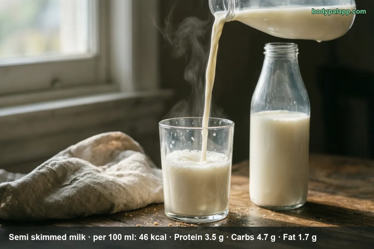 Semi skimmed milk - 46 kcal per 100 ml