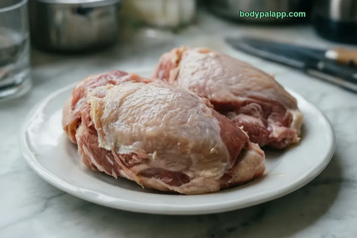 Skinless boneless chicken thigh, roasted, meat only
