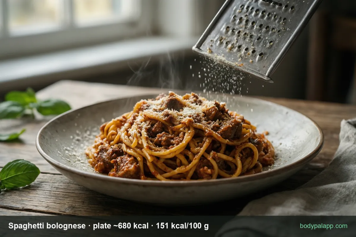 Spaghetti bolognese - ~680 kcal a plate