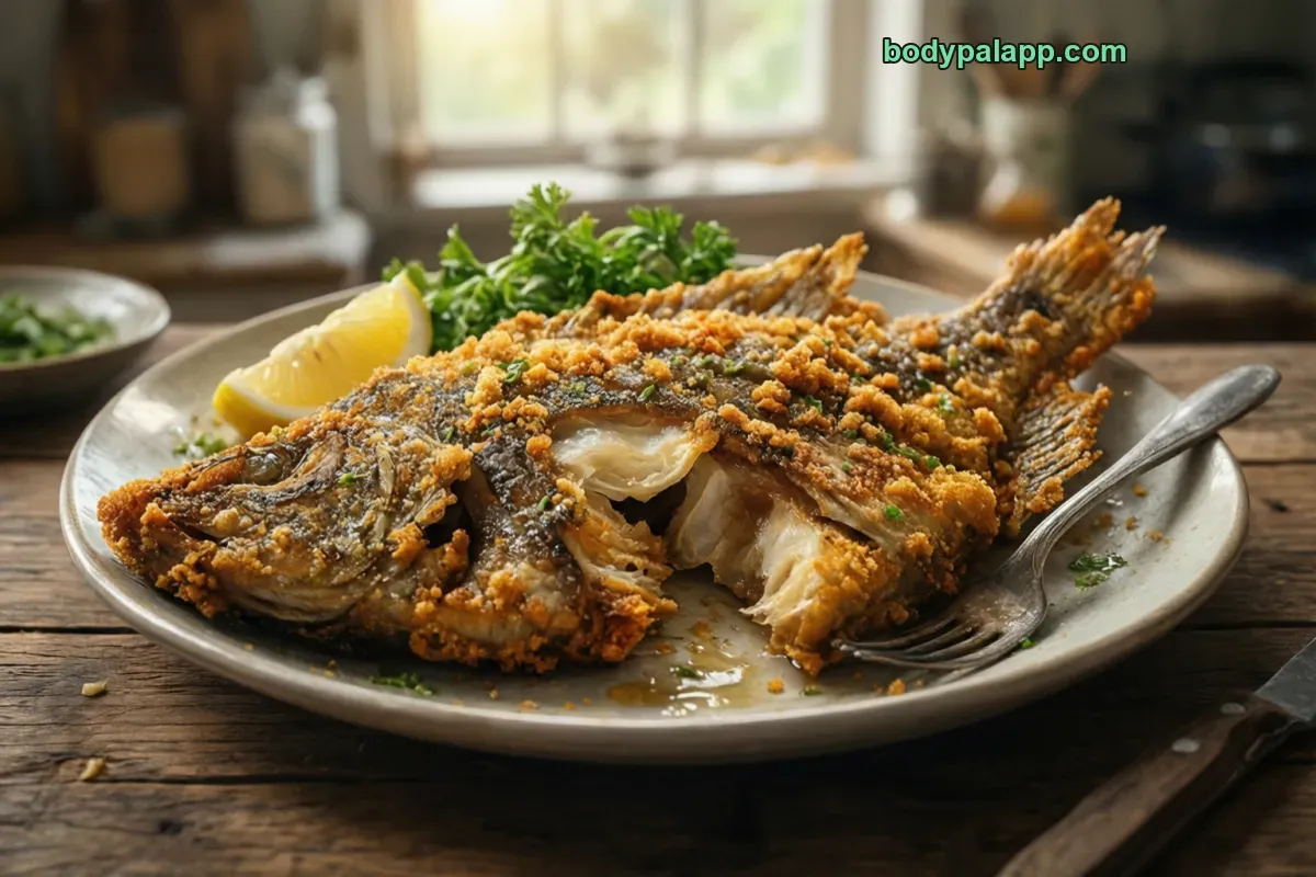 Fried tilapia, fried, with coating