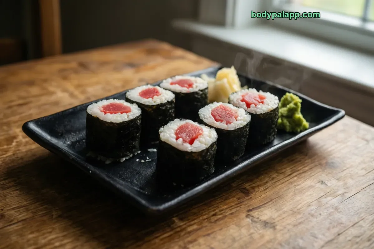Tuna maki, sushi roll, ready to eat