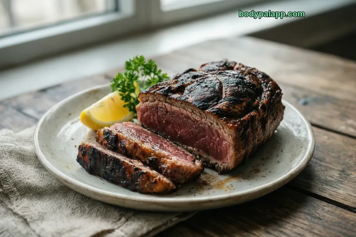 Grilled tuna steak, yellowfin, cooked, dry heat