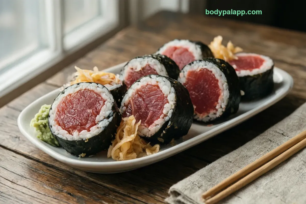 Tuna sushi roll, tuna maki, 6 pieces