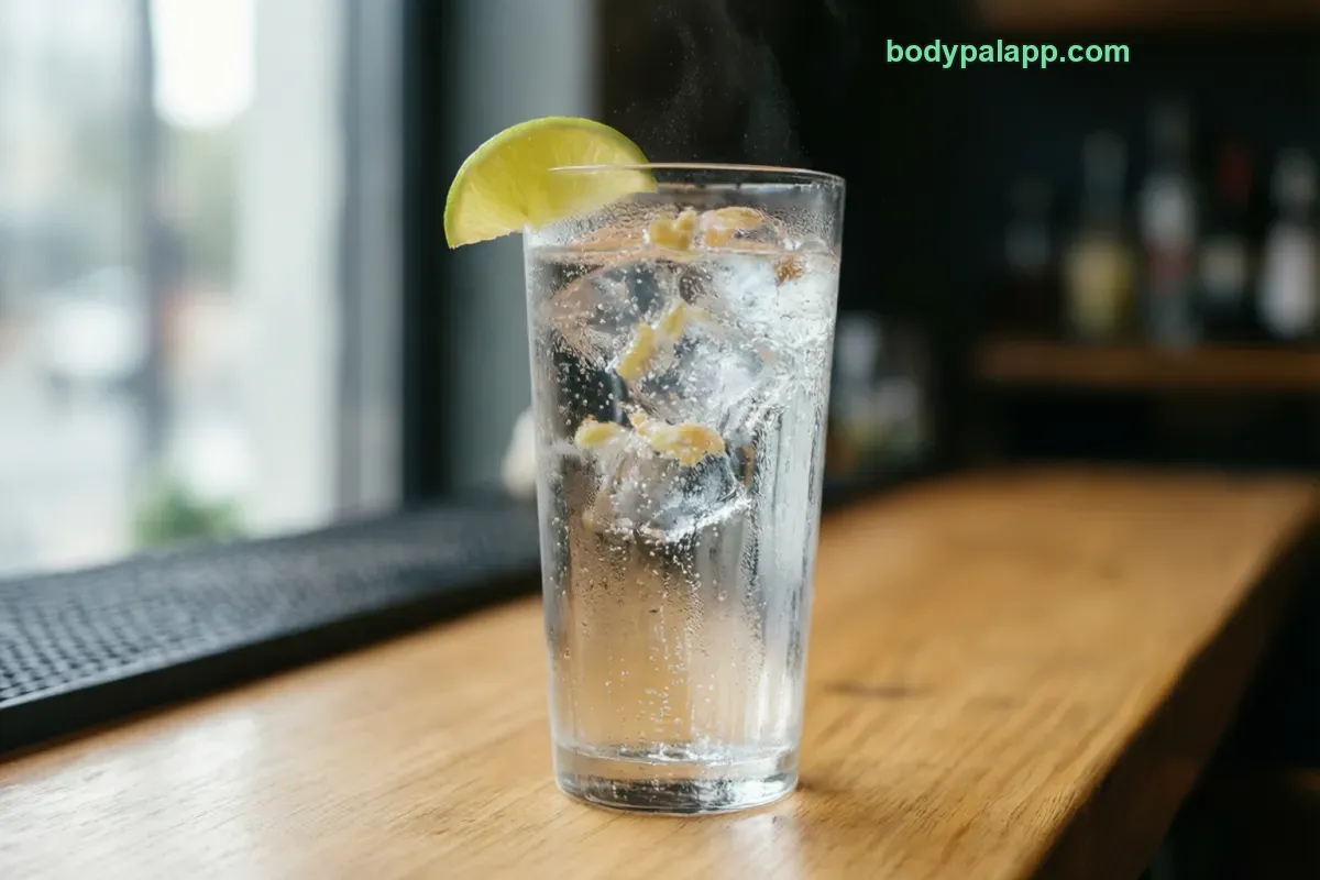 Vodka and club soda, mixed drink