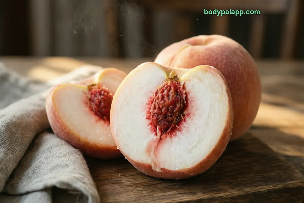 White peach, white variety, raw